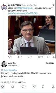 Скандалозно! Блокадери хистерично славе смрт генерала: Погледајте њихову реакцију на смрт Ратка Младића (ФОТО)