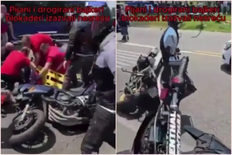 (ВИДЕО) Хаос на ауто-путу ка Београду: Бахати блокадери моторима изазвали језив удес, људи бежали у паници