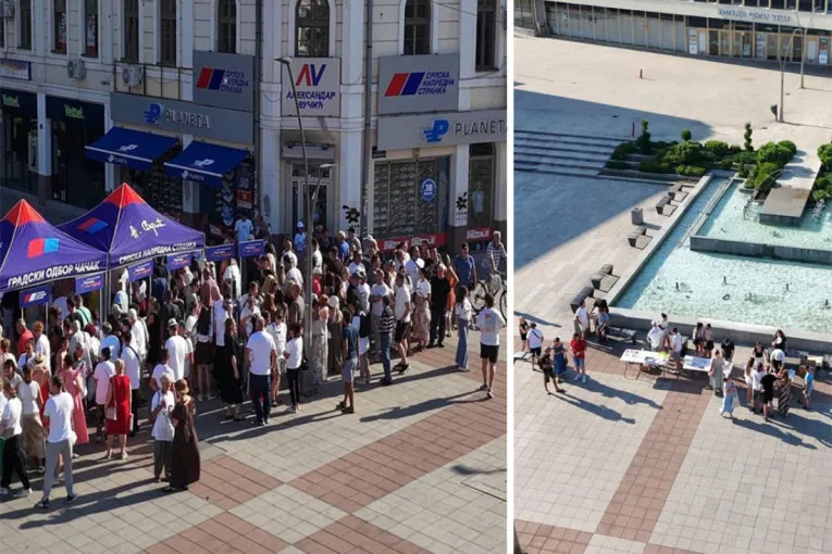 Србија дефинитивно побеђује, слике из Чачка све говоре: Код СНС-а пуни штандови, код блокадера у исто време 25 људи! (ФОТО)